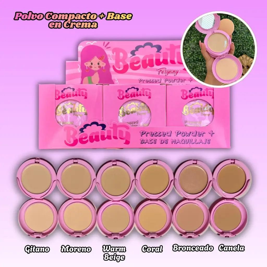 Polvo compacto + base en crema Beauty - F8861